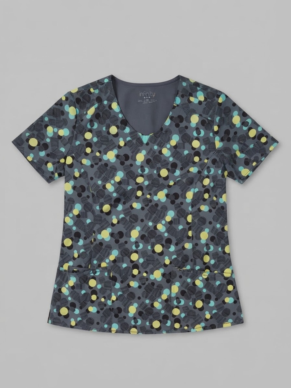 Infinity by Cherokee Women's Scrub Top - Geometric Dot Pattern size medium